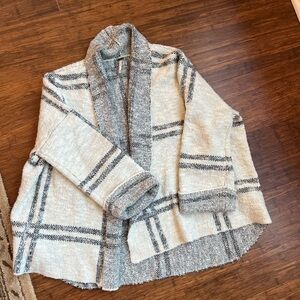 Free People Cream and Gray Striped Cardigan